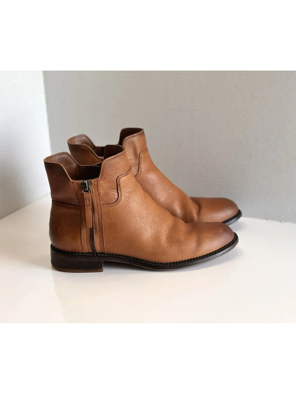Franco Sarto Halford Womens Brown Leather Comfort Casual Ankle Booties Size 9.5M